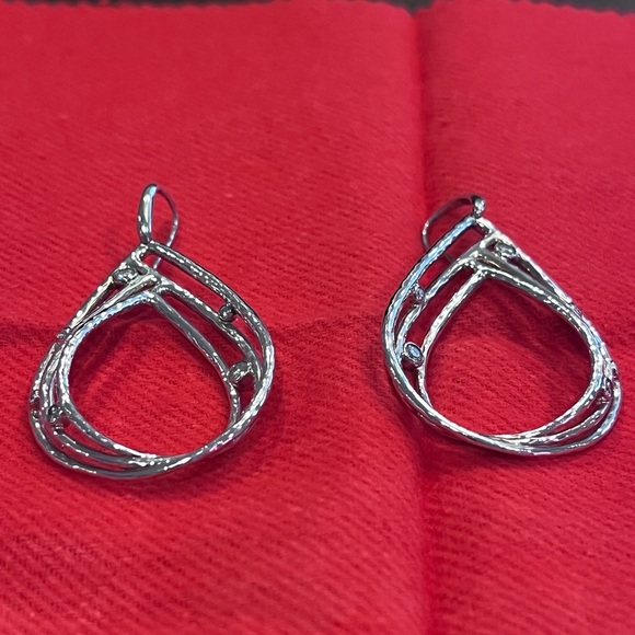 IPPOLITA BEZEL SET DIAMOND & Hammered Sterling Pear shape Drop Earrings - Picture 3 of 13